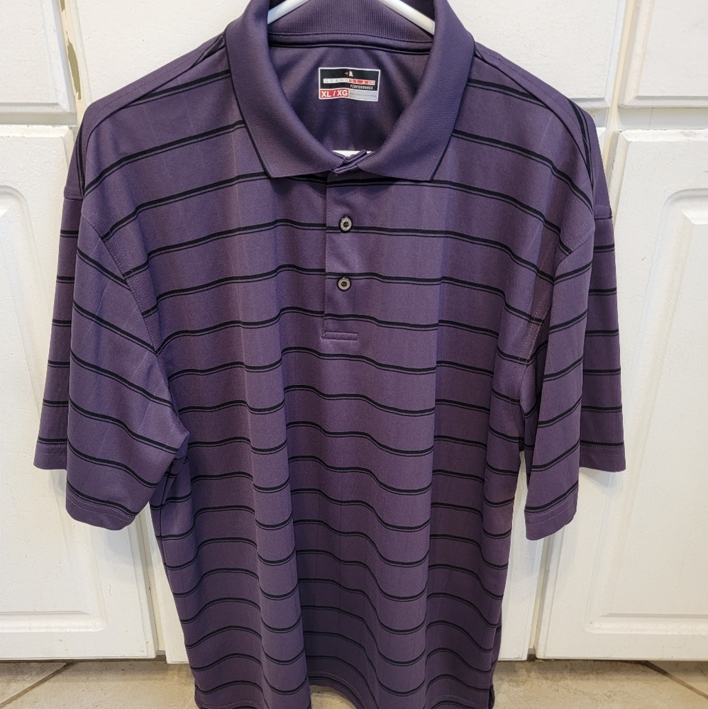 💜Men’s Grand Slam PERFORMANCE Striped Golf Polo Short Sleeve Shirt💜